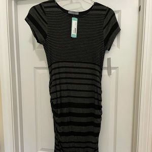 Black and gray cotton maternity dress
